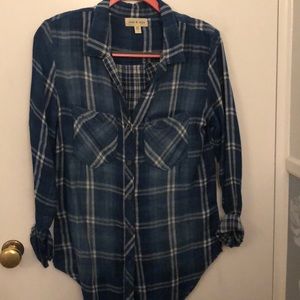 Navy blue plaid button down